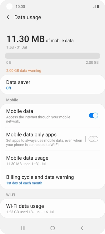 The total data usage is displayed.
