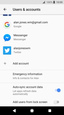 Press the indicator next to 'Auto-sync account data' to turn the function on or off.
