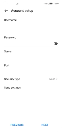 Press the field below 'Username' and key in the username for your email account.