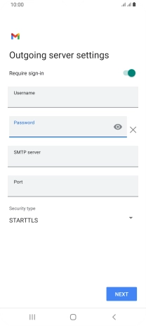 Press the field below 'SMTP server' and key in the name of your email provider's outgoing server.