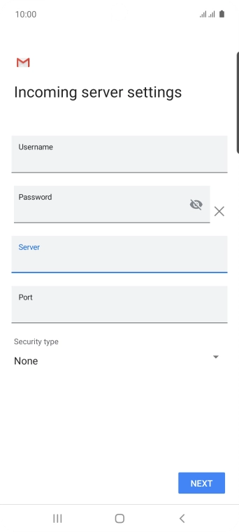 Press the field below 'Port' and key in 143.