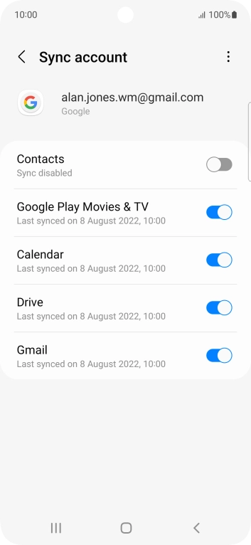 Press the indicator next to 'Contacts' to turn on the function.