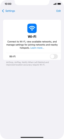Press the indicator next to 'Wi-Fi' to turn on the function.