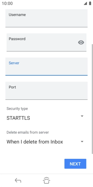 Press the field below 'Port' and key in 110.