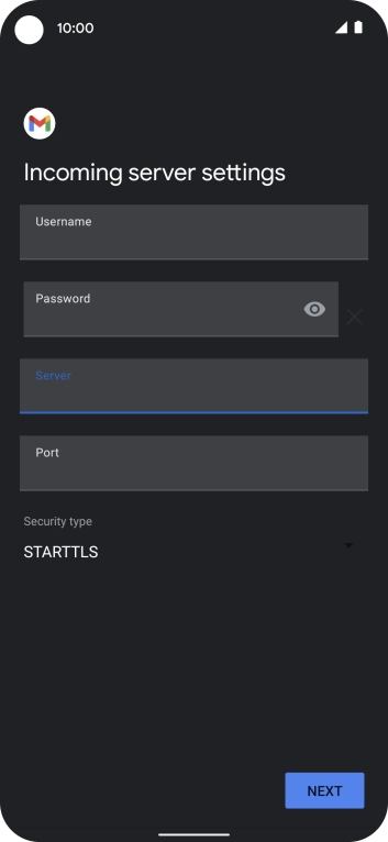 Press the field below 'Port' and key in 143.
