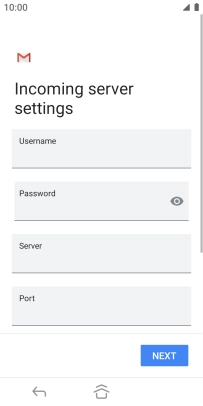 Press the field below 'Username' and key in the username for your email account.