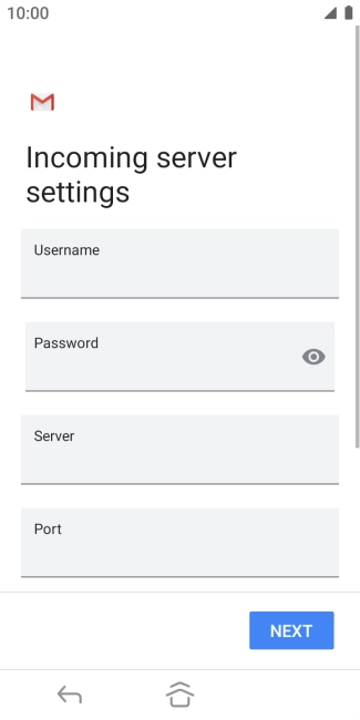 Press the field below 'Username' and key in the username for your email account.