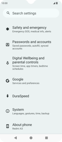 Press Passwords and accounts.