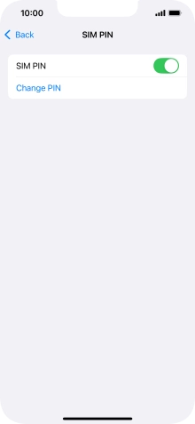 Press the indicator next to 'SIM PIN' to turn the function on or off.