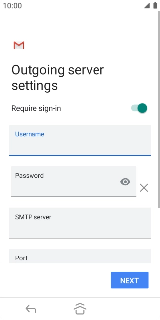 Press the field below 'Password' and key in the password of your email provider's outgoing server.