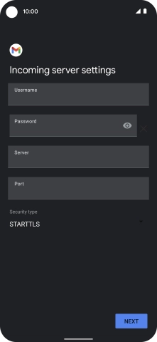 Press the field below 'Username' and key in the username for your email account.