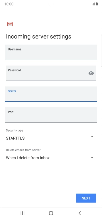 Press the field below 'Port' and key in 110.