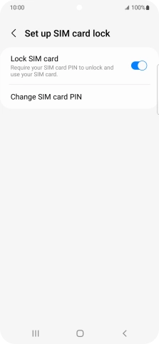 Press the indicator next to 'Lock SIM card' to turn the function on or off.