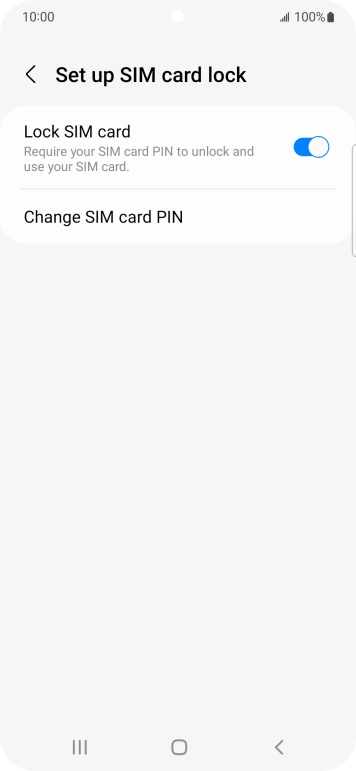 Press the indicator next to 'Lock SIM card' to turn the function on or off.