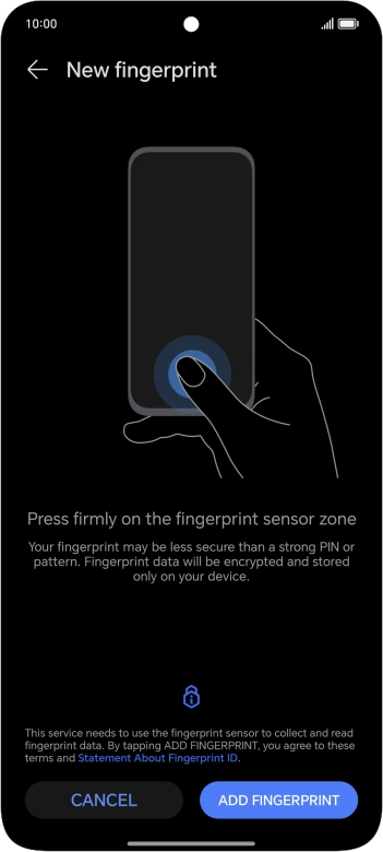 Press ADD FINGERPRINT.