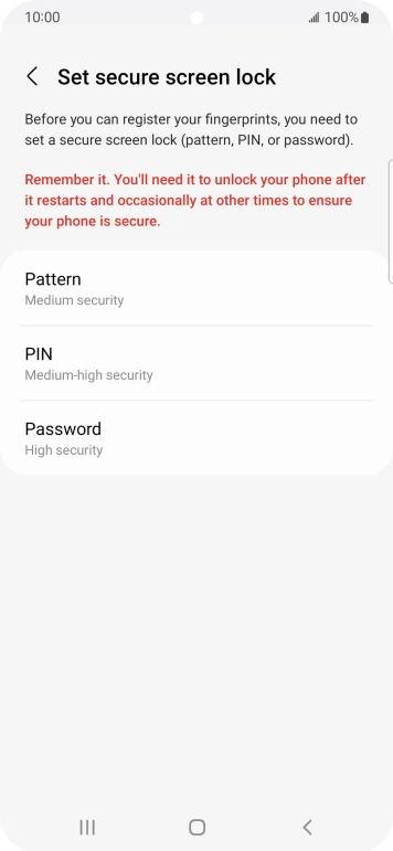 Press the required phone lock code and follow the instructions on the screen to create an additional phone lock code.