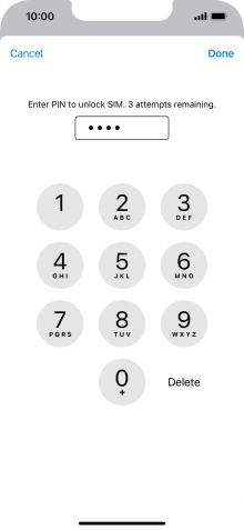 Key in your SIM PIN and press Done. The default SIM PIN is 0000.