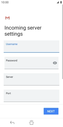 Press the field below 'Server' and key in the name of your email provider's incoming server.