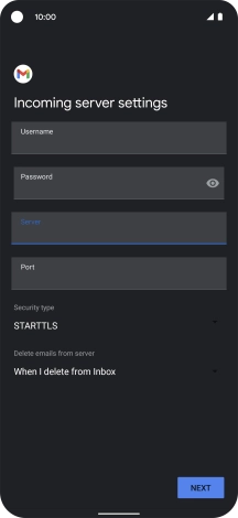 Press the field below 'Port' and key in 110.