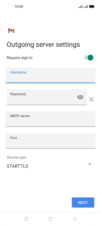 Press the field below 'Password' and key in the password of your email provider's outgoing server.
