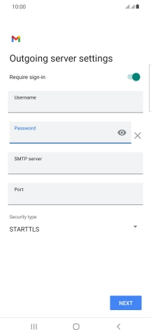 Press the field below 'SMTP server' and key in the name of your email provider's outgoing server.