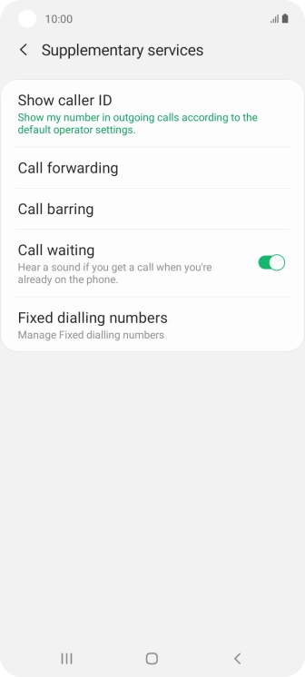Press the indicator next to 'Call waiting' to turn the function on or off.