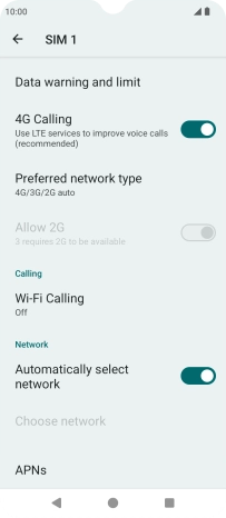 Press Preferred network type.