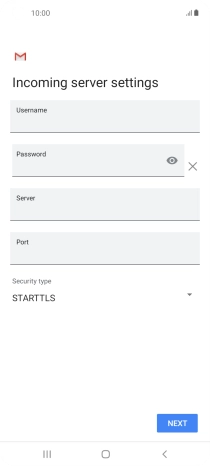 Press the field below 'Username' and key in the username for your email account.