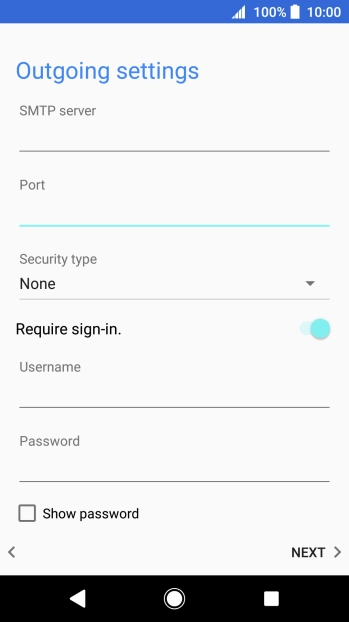 Press the field below 'Username' and key in the username for your email account.