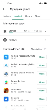 Press the required app.