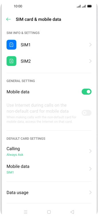 Press the required SIM.