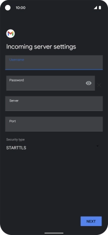 Press the field below 'Server' and key in the name of your email provider's incoming server.