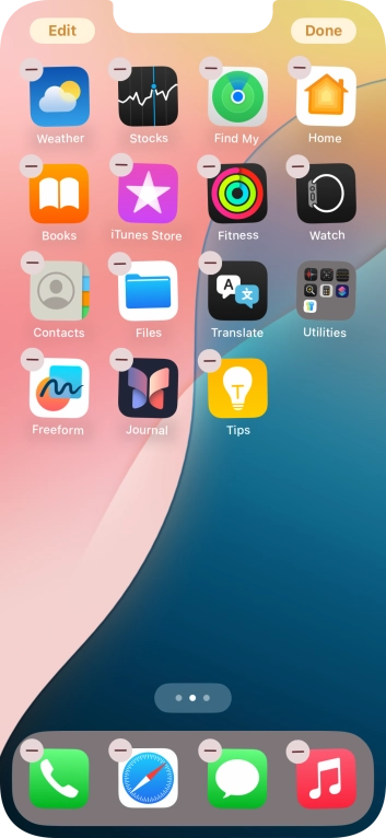 Press the home screen page icon.