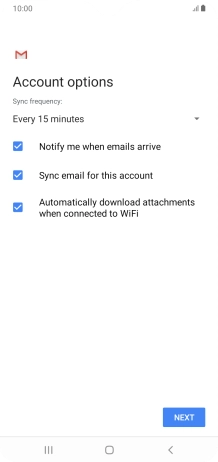 If this screen is displayed, you email account has been recognised and set up automatically. Follow the instructions on the screen to key in more information and finish setting up your phone.