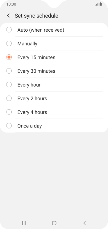Press the required setting.