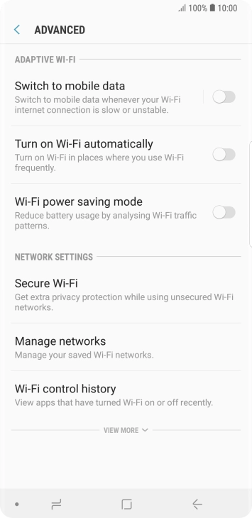 Press the indicator next to 'Switch to mobile data' to turn the function on or off.