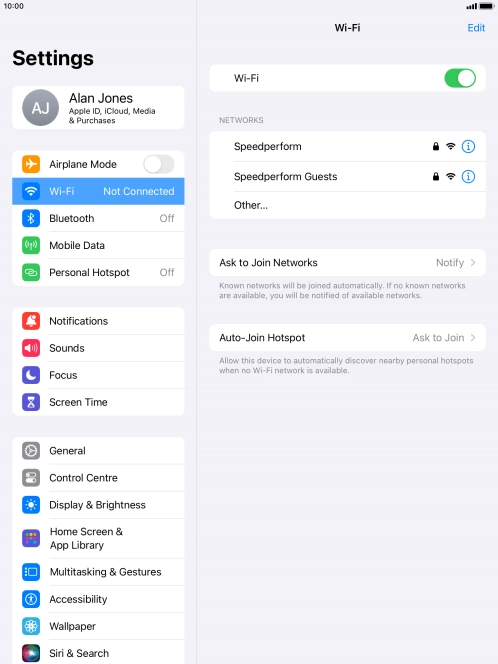 Press the required WiFi network and key in the password for the WiFi network.