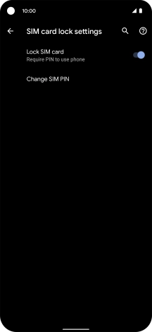Press the indicator next to 'Lock SIM card' to turn the function on or off.