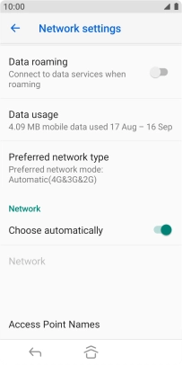 Press the indicator next to 'Choose automatically' to turn off the function and wait while your phone searches for networks.