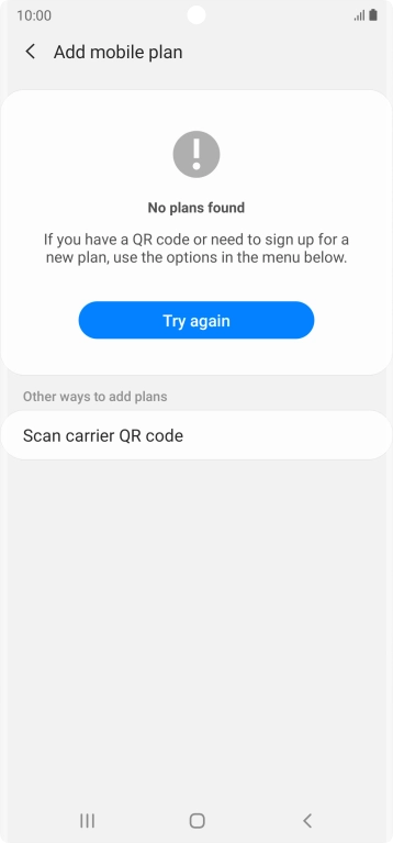 Press Scan carrier QR code.