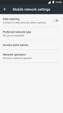 Press the indicator next to 'Data roaming' to turn the function on or off.