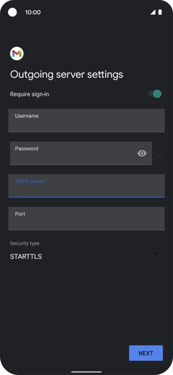 Press the field below 'Port' and key in 25.