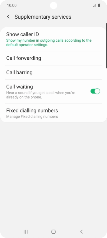 Press the indicator next to 'Call waiting' to turn the function on or off.