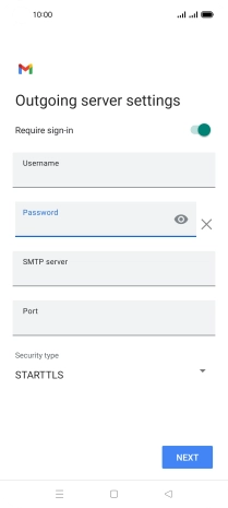 Press the field below 'SMTP server' and key in the name of your email provider's outgoing server.