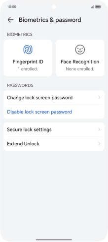 Press Disable lock screen password and key in the additional lock code you created earlier.