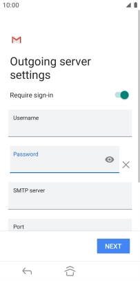 Press the field below 'SMTP server' and key in the name of your email provider's outgoing server.