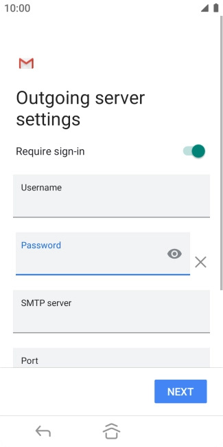 Press the field below 'SMTP server' and key in the name of your email provider's outgoing server.