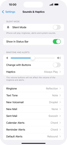 Press the indicator next to 'Silent Mode' to turn the function on or off.