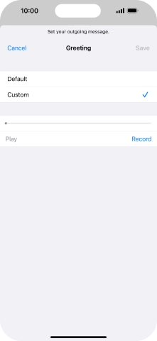 Press Record to start recording a personal greeting.