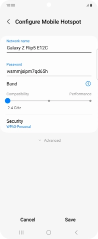 Press the field below 'Password' and key in the required password.
